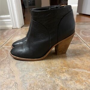 Black Leather Ankle Boots with Brown Sole